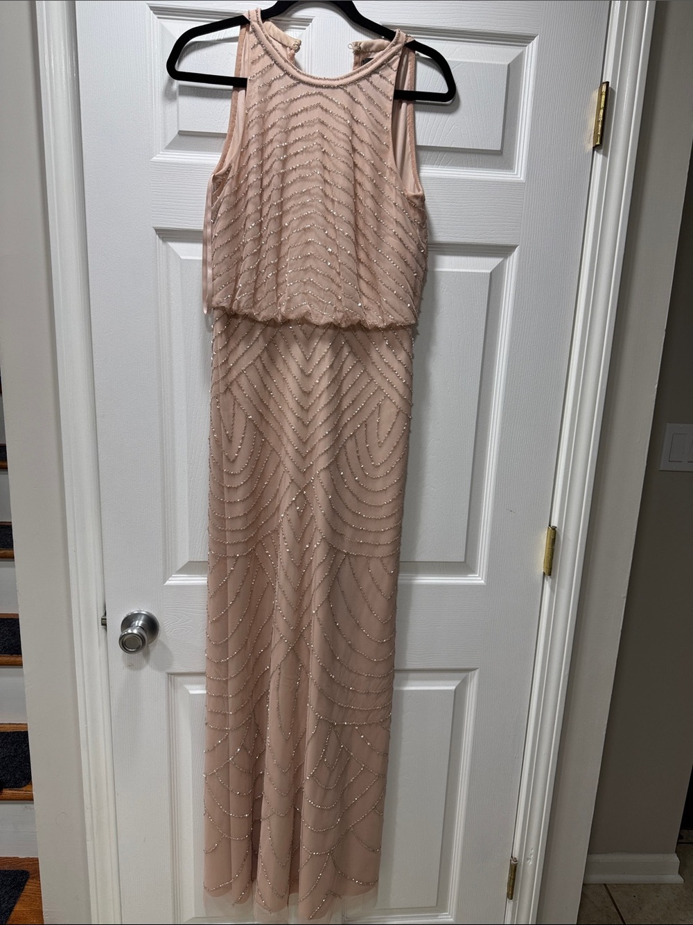 Adrianna Papell. Evening/wedding guest/bridal party. Sleeveless Bead Blush Pink